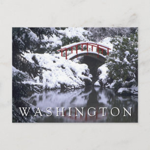 Moon Bridge & Pond in Winter   Happy Birthday Postcard