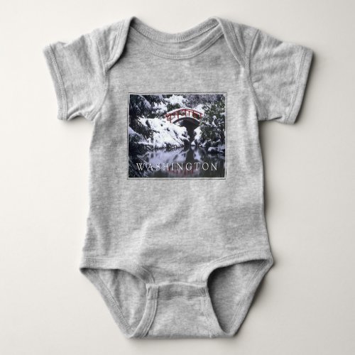 Moon Bridge  Pond in Winter  Seattle Washington Baby Bodysuit