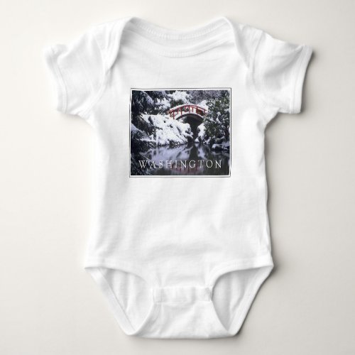 Moon Bridge  Pond in Winter  Seattle Washington Baby Bodysuit