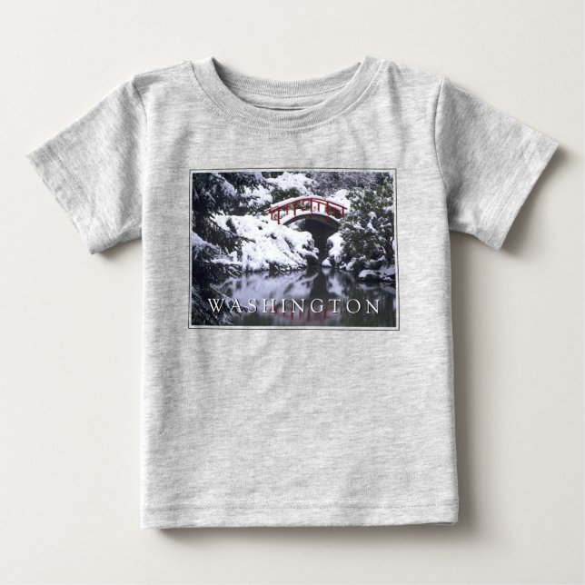 Moon Bridge & Pond in Winter | Seattle, Washington Baby T-Shirt (Front)