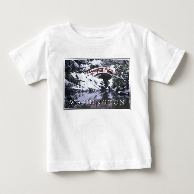 Moon Bridge & Pond in Winter | Seattle, Washington Baby T-Shirt (Front)