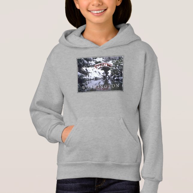Moon Bridge & Pond in Winter | Seattle, Washington Hoodie (Front)