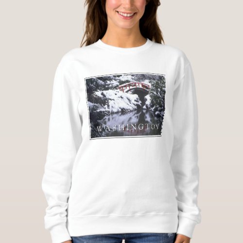 Moon Bridge  Pond in Winter  Seattle Washington Sweatshirt