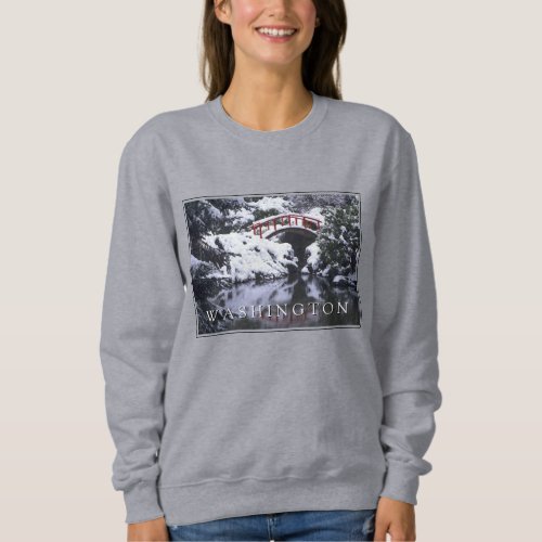 Moon Bridge  Pond in Winter  Seattle Washington Sweatshirt