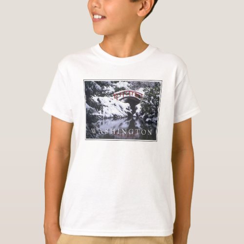 Moon Bridge  Pond in Winter  Seattle Washington T_Shirt