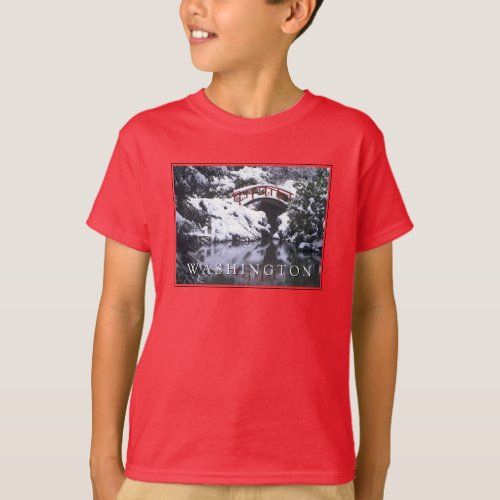 Moon Bridge  Pond in Winter  Seattle Washington T_Shirt