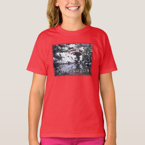 Moon Bridge  Pond in Winter  Seattle Washington T_Shirt