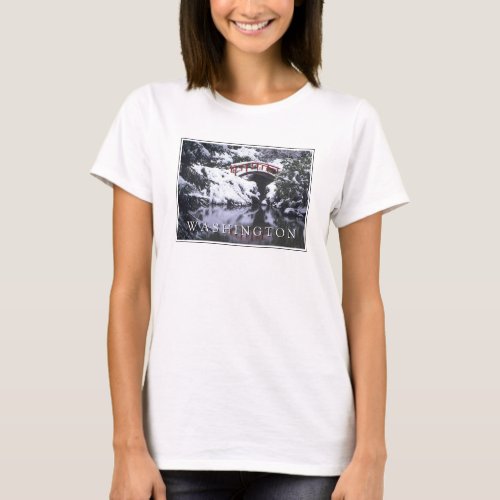 Moon Bridge  Pond in Winter  Seattle Washington T_Shirt