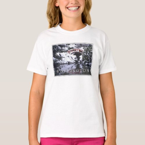 Moon Bridge  Pond in Winter  Seattle Washington T_Shirt