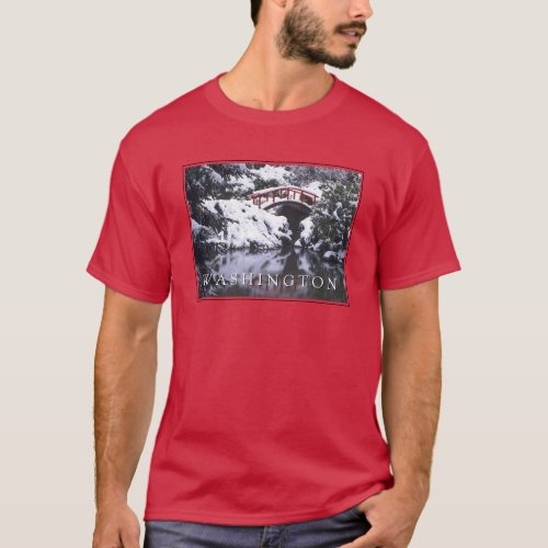 Moon Bridge  Pond in Winter  Seattle Washington T_Shirt