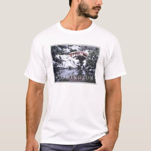 Moon Bridge  Pond in Winter  Seattle Washington T_Shirt