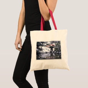 Moon Bridge & Pond in Winter Seattle, Washington Tote Bag