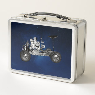 Moon Buggy Road Trip Space Travel Time Machine 70s Metal Lunch Box