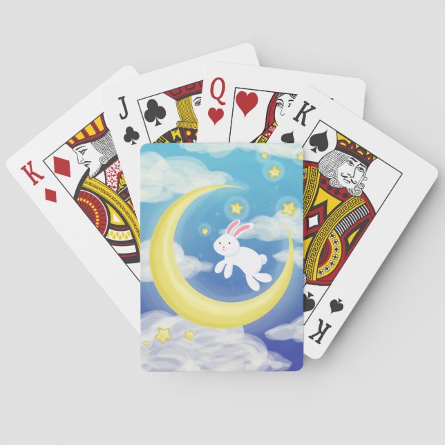 Moon Bunny Blue Poker Cards (Back)