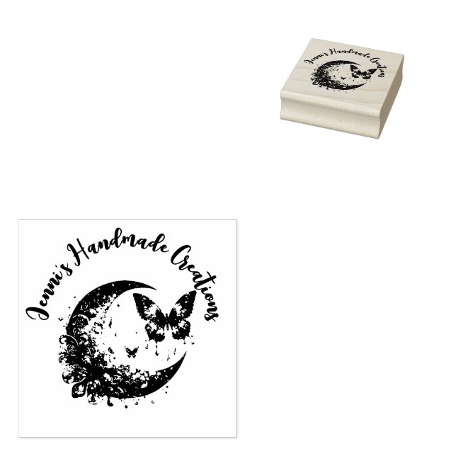 Moon & Butterfly Made By Product Stamp (Stamped)