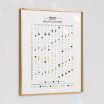 Moon Calendar 2023 Zodiac Calendar PT Poster<br><div class="desc">2023 Moon Calendar Print ! 🌒🌓🌔🌕🌖🌗🌘📅
A gorgeous calendar with Moon Phases,  Astrological Signs,  Mercury retrogrades and Eclipses over white background
Based on Pacific Time</div>