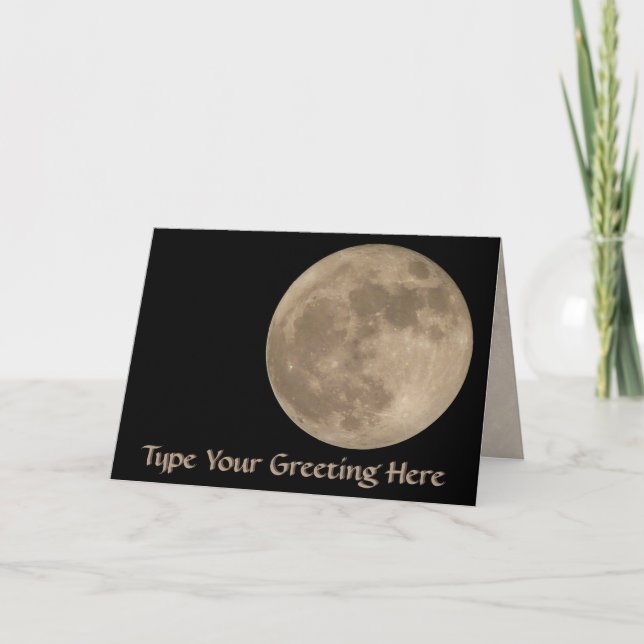 Moon Card Romantic Full Moon Blank Greeting Card (Front)