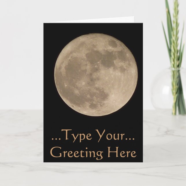 Moon Card Romantic Full Moon Custom Greeting Card (Front)