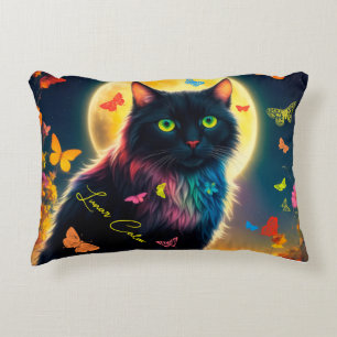 Moon cat butterfly decor pretty moth moonlight accent pillow