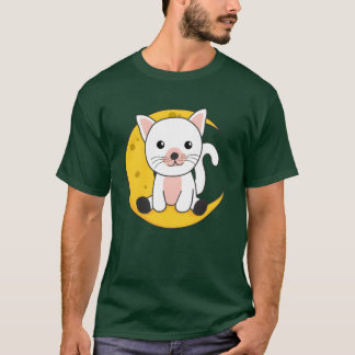 Moon Cat Cute Animals For Forhe Night friends T-Shirt