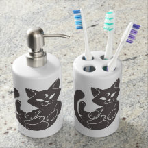 Black Cat Bath Accessory Sets Zazzle