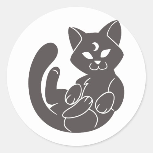 Moon cat cute silhouette _ Choose background colo Classic Round Sticker