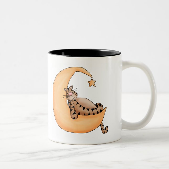 Moon Cat Nap Two-Tone Coffee Mug (Right)
