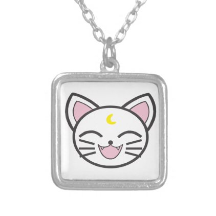 moon cat silver plated necklace