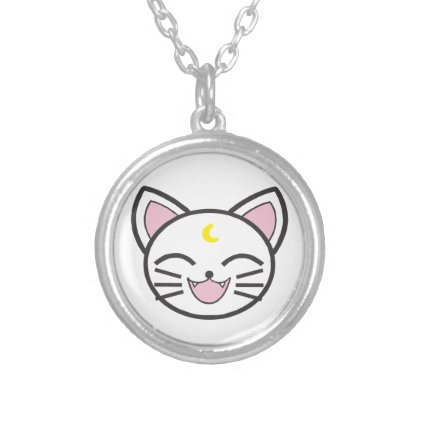 moon cat silver plated necklace