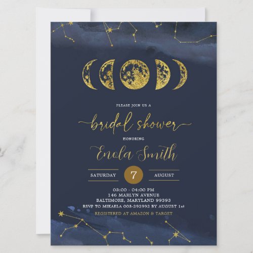 Moon Celestial Bridal Shower Invitation