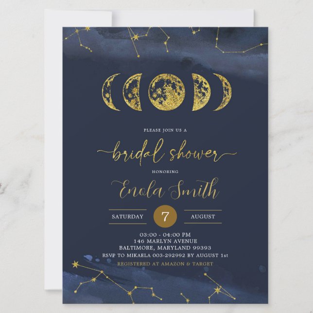 Moon Celestial Bridal Shower Invitation (Front)