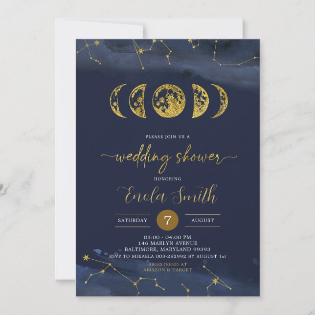Moon Celestial Wedding Shower Invitation (Front)