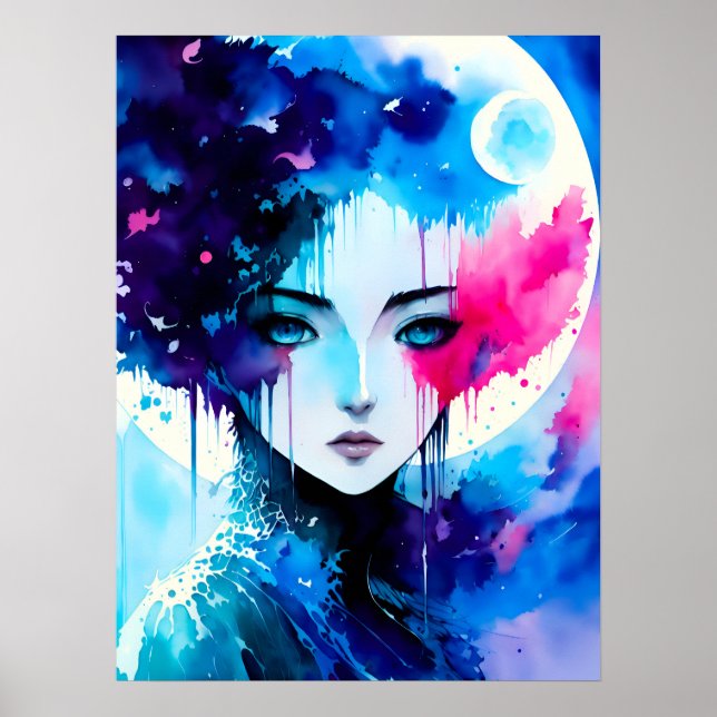 Moon Child Anime Fantasy Art Poster (Front)