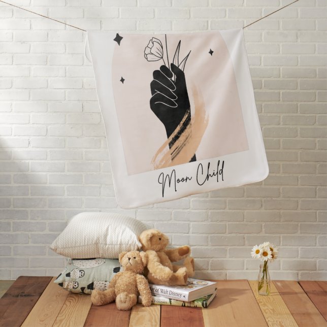 Moon Child Botanical Celestial Baby Blanket  (In Situ)