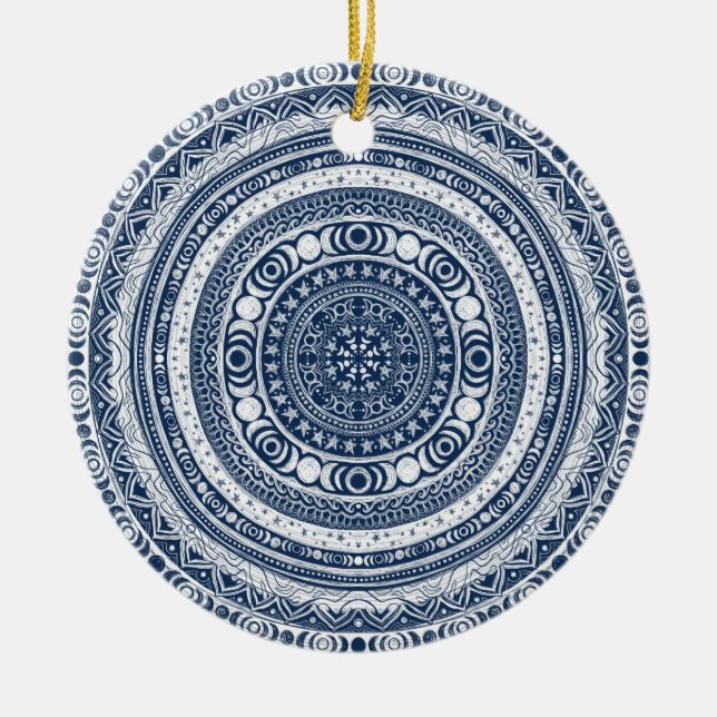 Moon Child Mandala Triple Moon Witch Ceramic Ornament (Front)