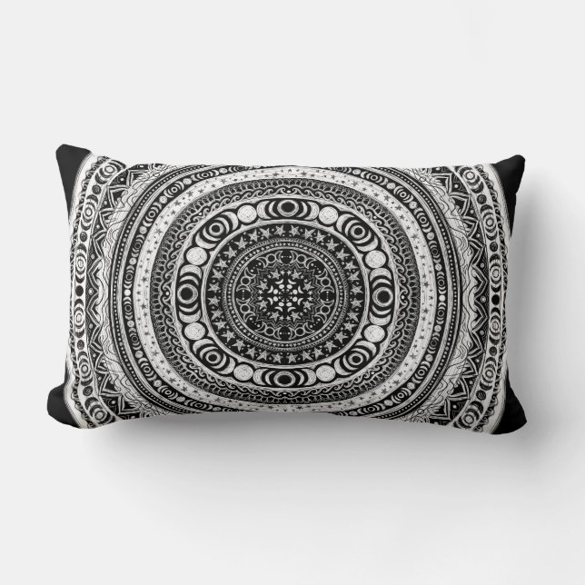 Moon Child Mandala Triple Moon Witch Lumbar Pillow (Front)