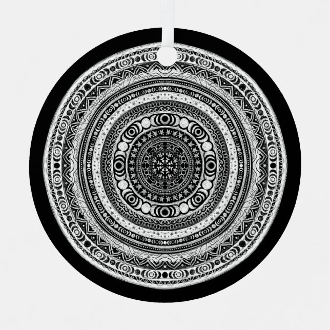Moon Child Mandala Triple Moon Witch Metal Ornament (Front)