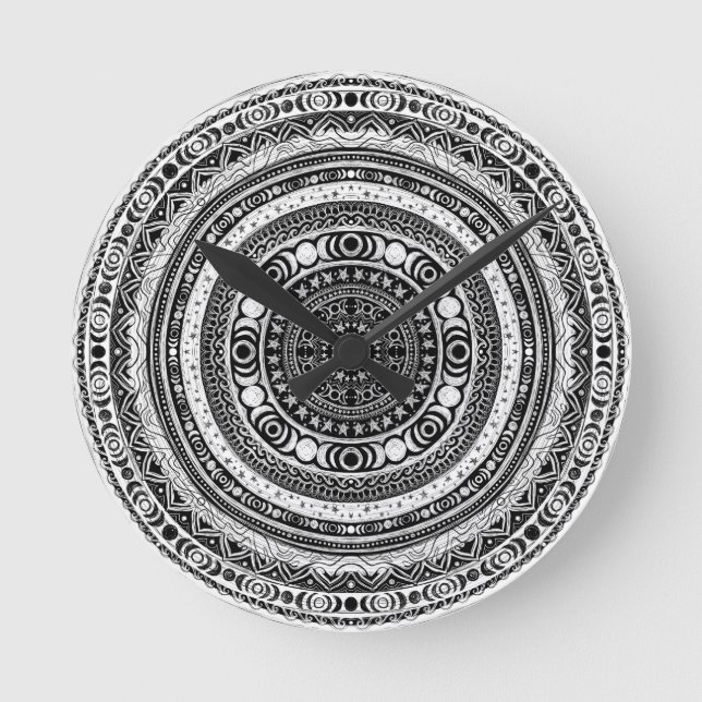 Moon Child Mandala Triple Moon Witch Round Clock (Front)