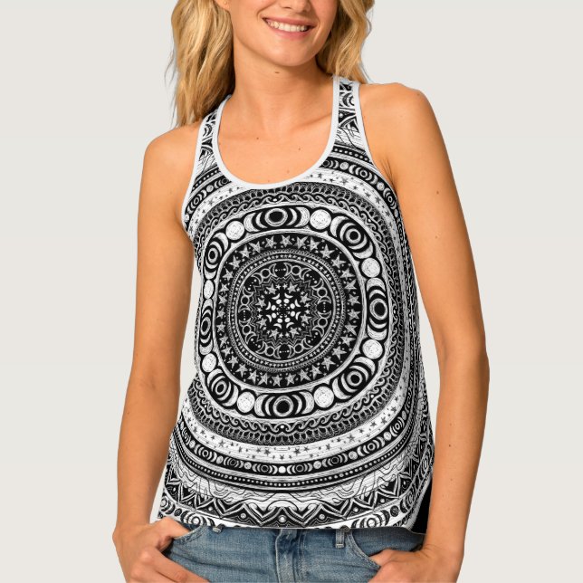 Moon Child Mandala Triple Moon Witch Tank Top (Front)
