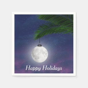 Moon Christmas Ornament On Palm Tree Napkins