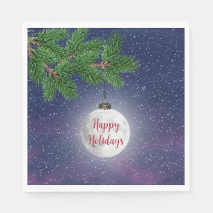 Moon Christmas Ornament On Pine Napkins