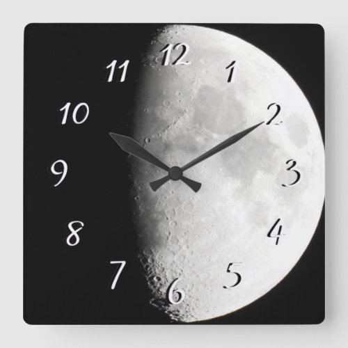 Moon Close Up Photo Square Wall Clock