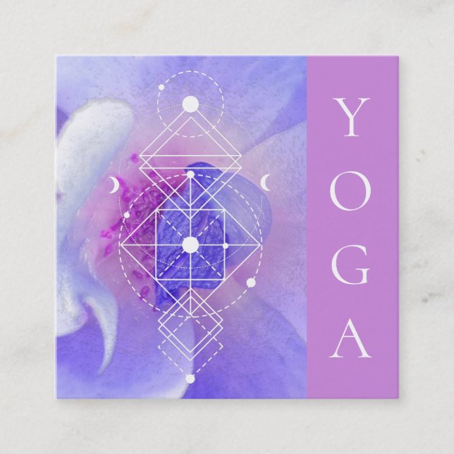 *~* Moon Closmic Blue Rose Sacred Geometry Square Business Card (Front)