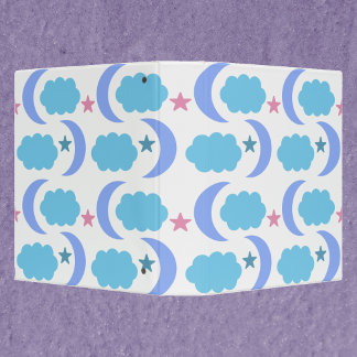 Moon Cloud Star Pattern Blue Purple 3 Ring Binder