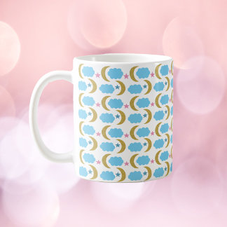 Moon Cloud Stars Faux Gold Glitter Pattern Coffee Mug