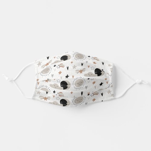 Moon Cloud Stars  Sun Pattern Adult Cloth Face Mask