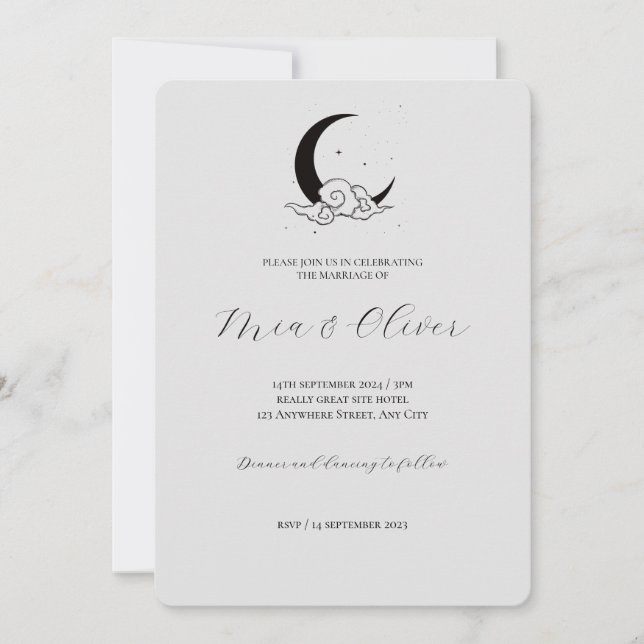 Moon Cloud Wedding Invitation (Front)