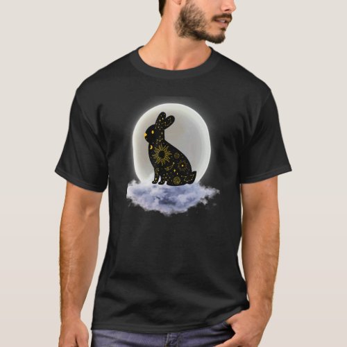 Moon Clouds And Rabbit Astrology Pagan Divination  T_Shirt