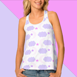 Moon Clouds Stars Pattern Pink Purple Tank Top