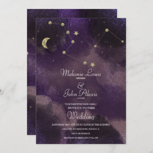 Moon Constellation Gold Foil Celestial Wedding Invitation